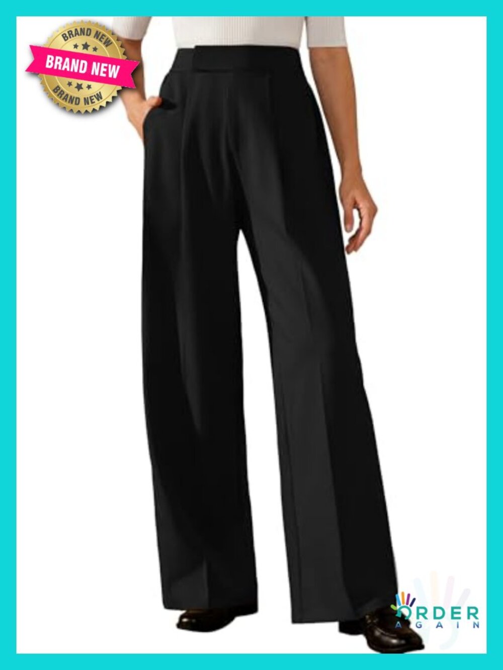 Wide Leg Pleated High Waisted Business Casual Dress Pants Wrinkle-Free
